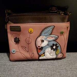 Chala Pink and Brown Wristlet with Rabbit Design